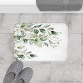 Watercolor Eucalyptus Bath Mat, Botanical Green Bathroom Decor