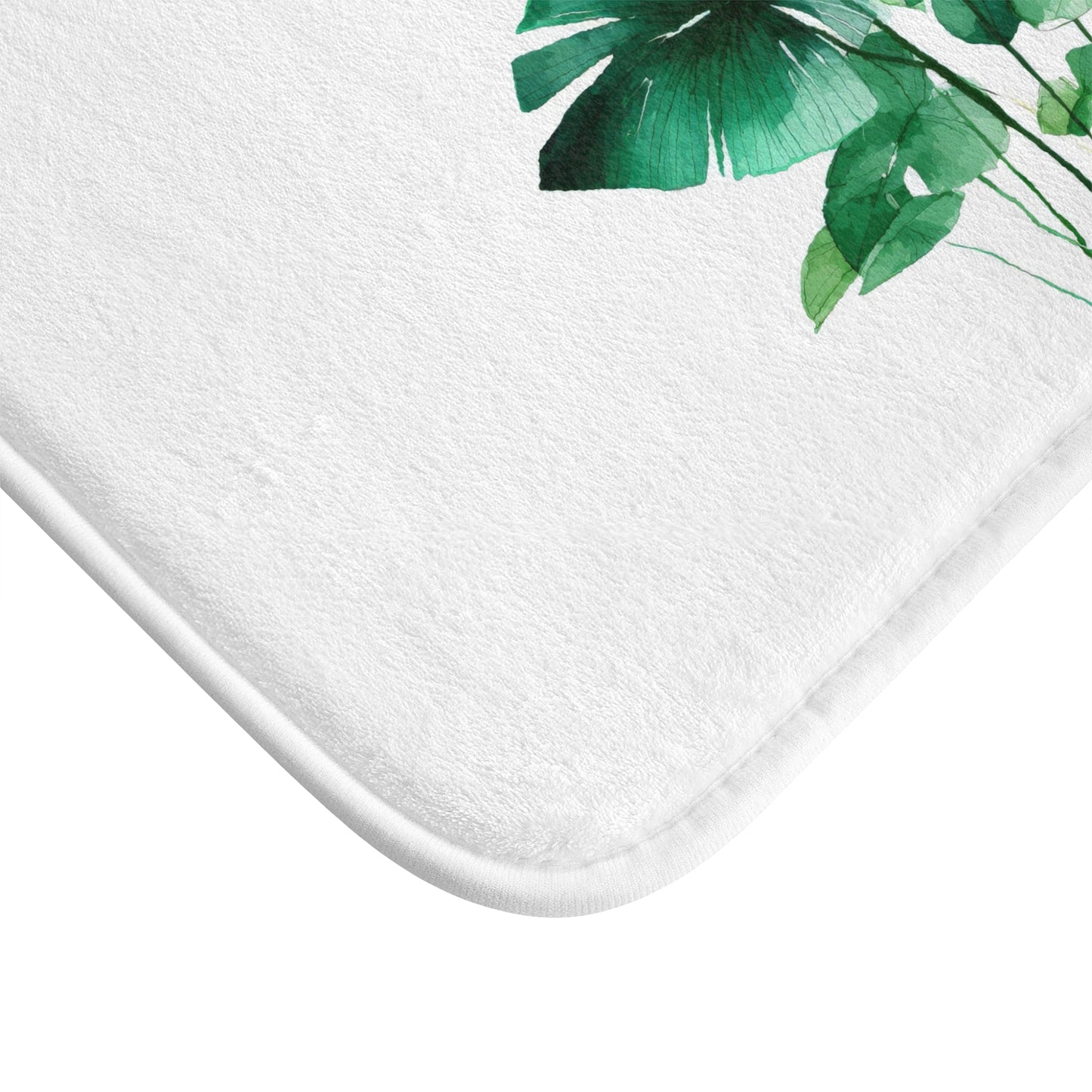 Watercolor Monstera Bath Mat, Bright Tropical Botanical Bathroom Decor