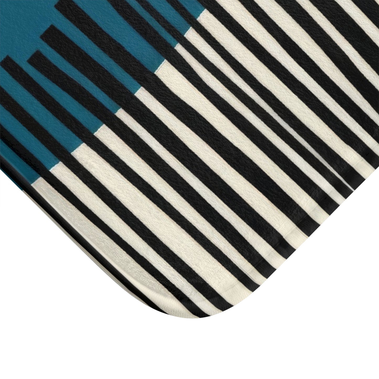 Abstract Teal Birch Bath Mat, Modern Scandinavian Home Decor
