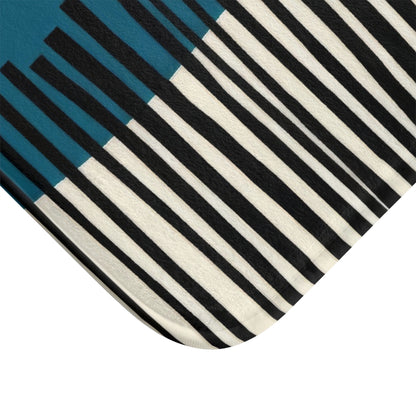 Abstract Teal Birch Bath Mat, Modern Scandinavian Home Decor