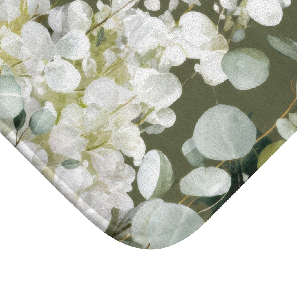 Moss Green Eucalyptus Bath Mat, Sophisticated Organic Bathroom