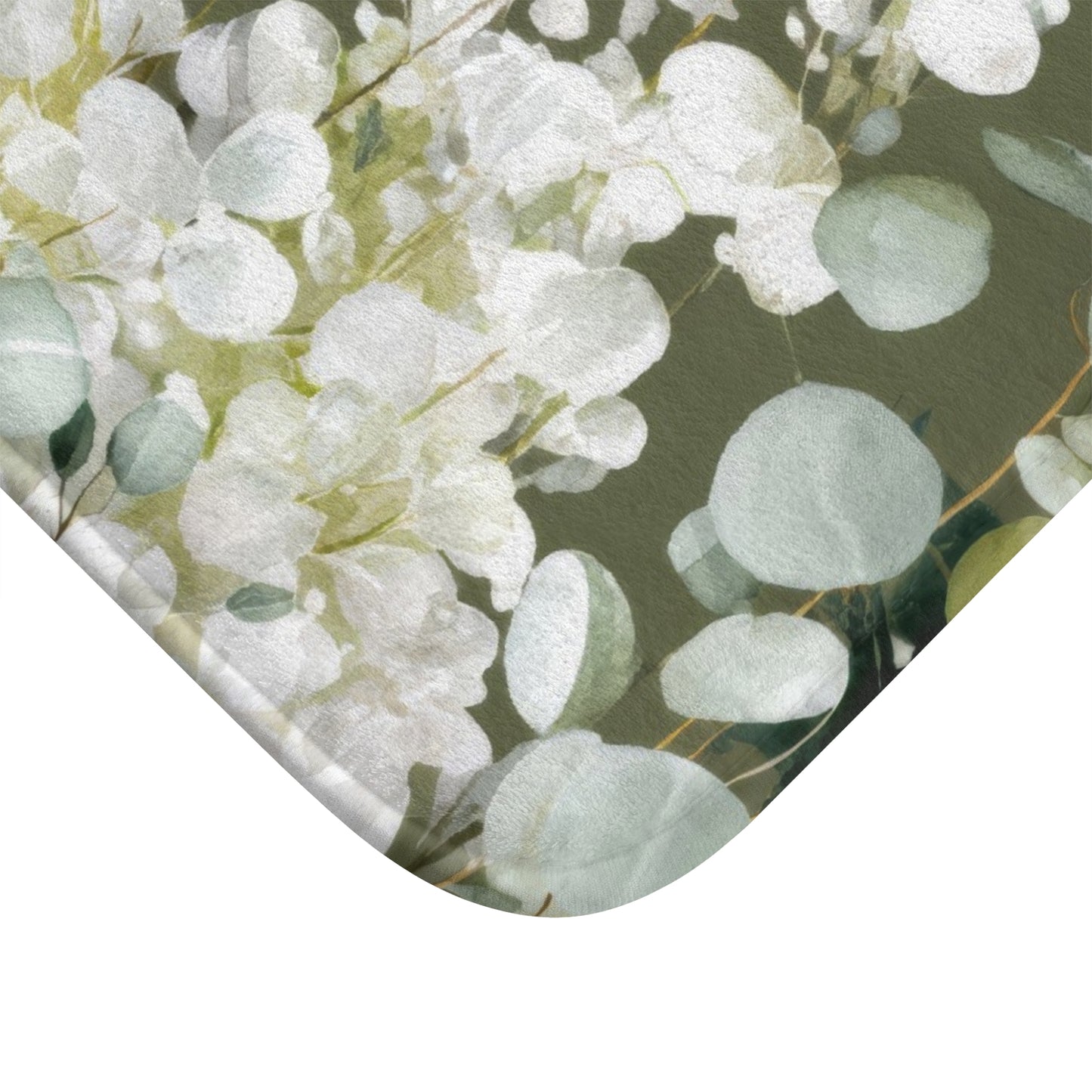 Moss Green Eucalyptus Bath Mat, Sophisticated Organic Bathroom