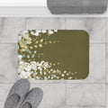 Olive Green Eucalyptus Bath Mat, Modern Earthy Minimalist Bathroom