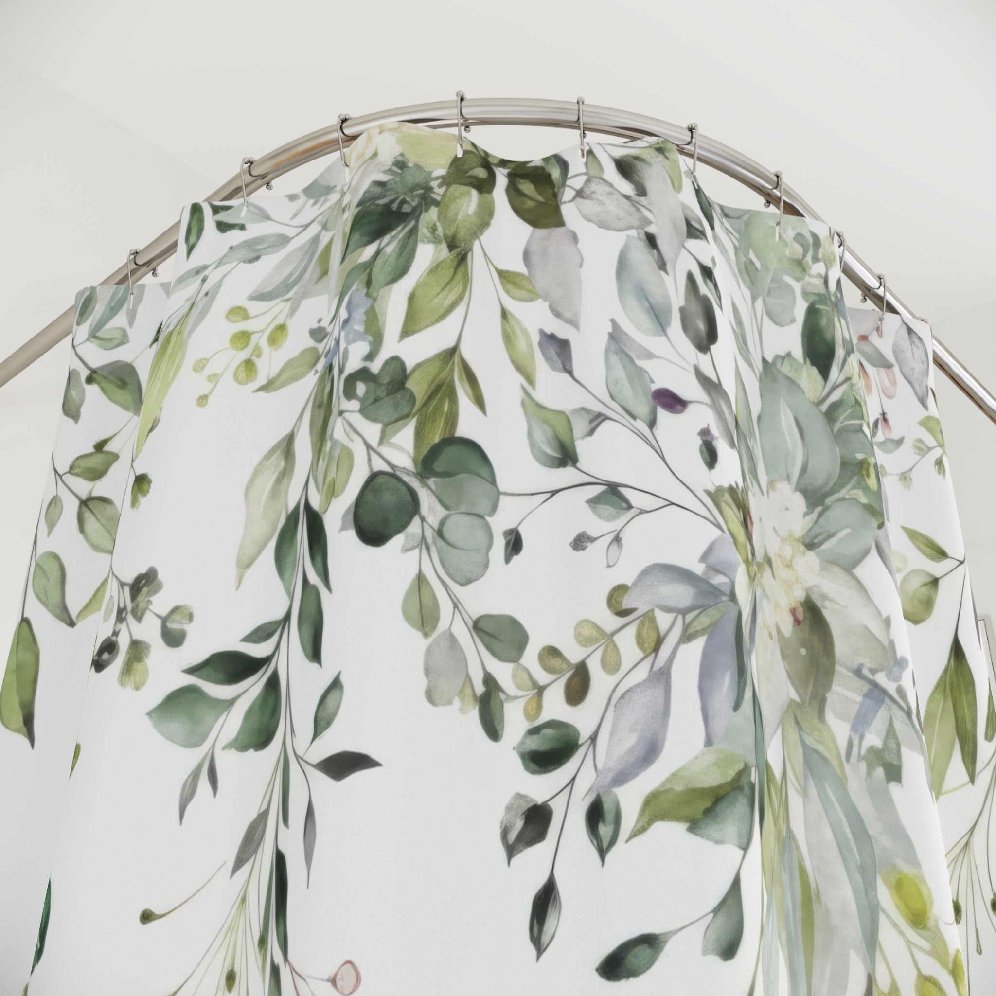 Sage Eucalyptus Shower Curtains, Watercolor Greenery Bathroom Decor