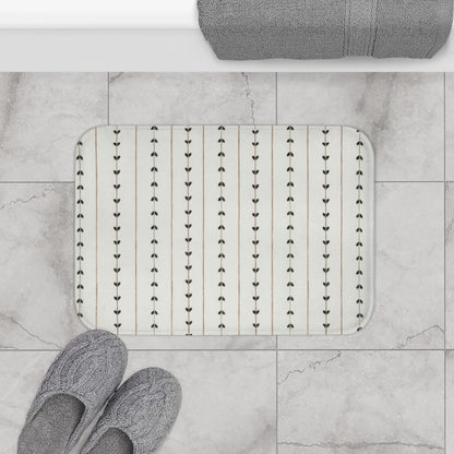 Minimalist Boho Bath Mat, Modern Scandi Vine Stripe Bathroom Decor