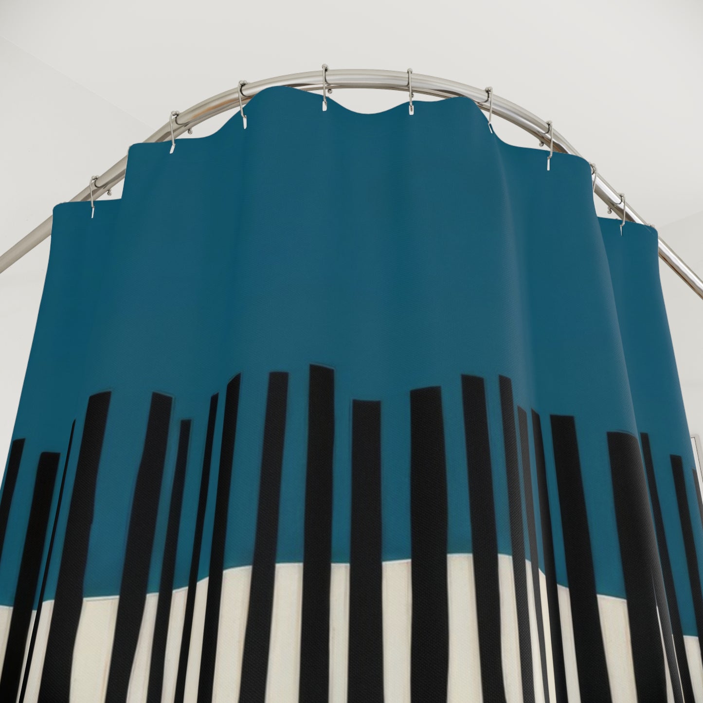 Abstract Teal Birch Shower Curtains, Modern Scandinavian Home Decor