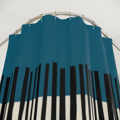 Abstract Teal Birch Shower Curtains, Modern Scandinavian Home Decor