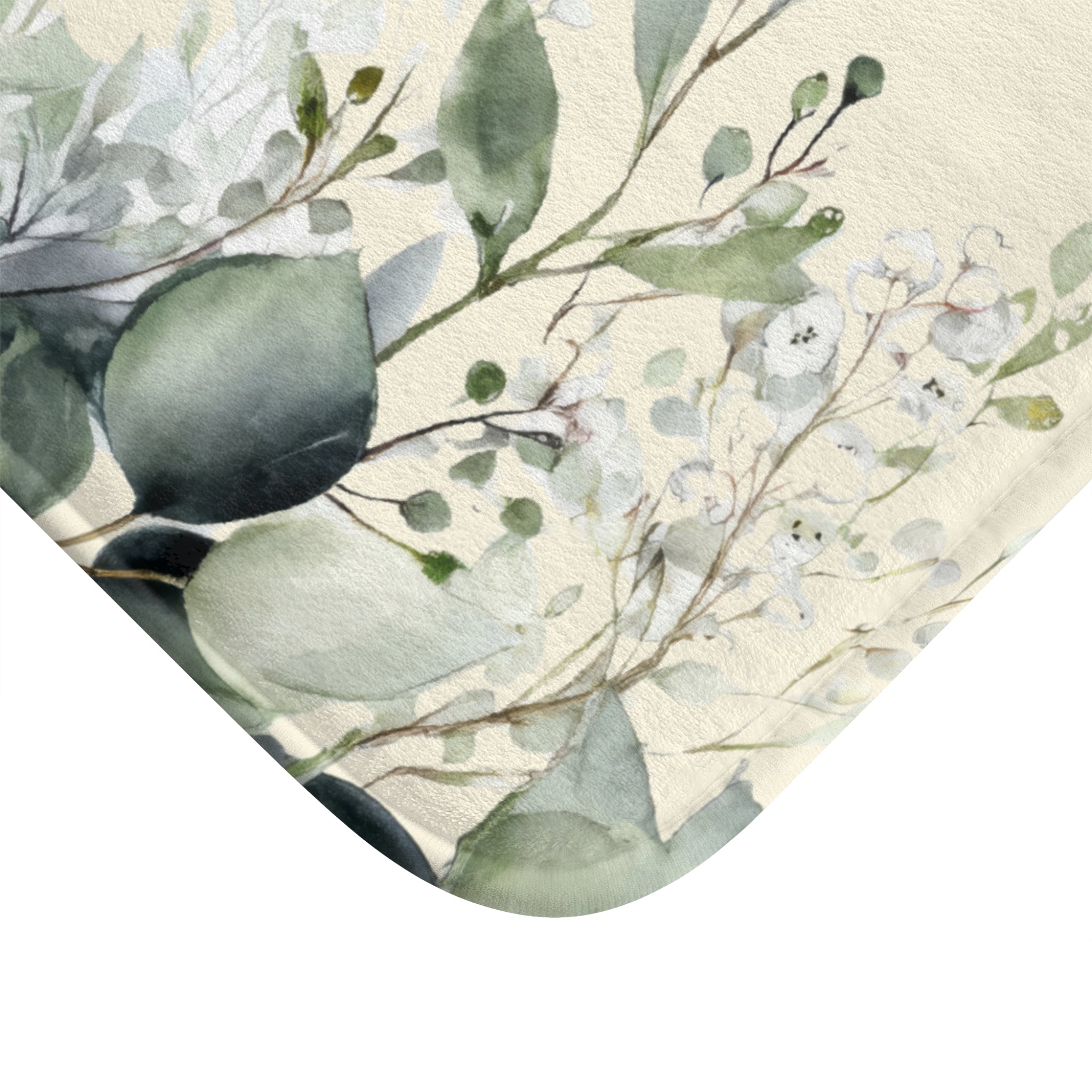 Soft Sage and Cream Eucalyptus Bath Mat, Modern Organic Spa Bathroom