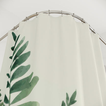 Watercolor Fern Shower Curtains, Modern Minimalist Organic Bath