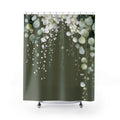 Moss Green Eucalyptus Shower Curtains, Sophisticated Organic Bathroom