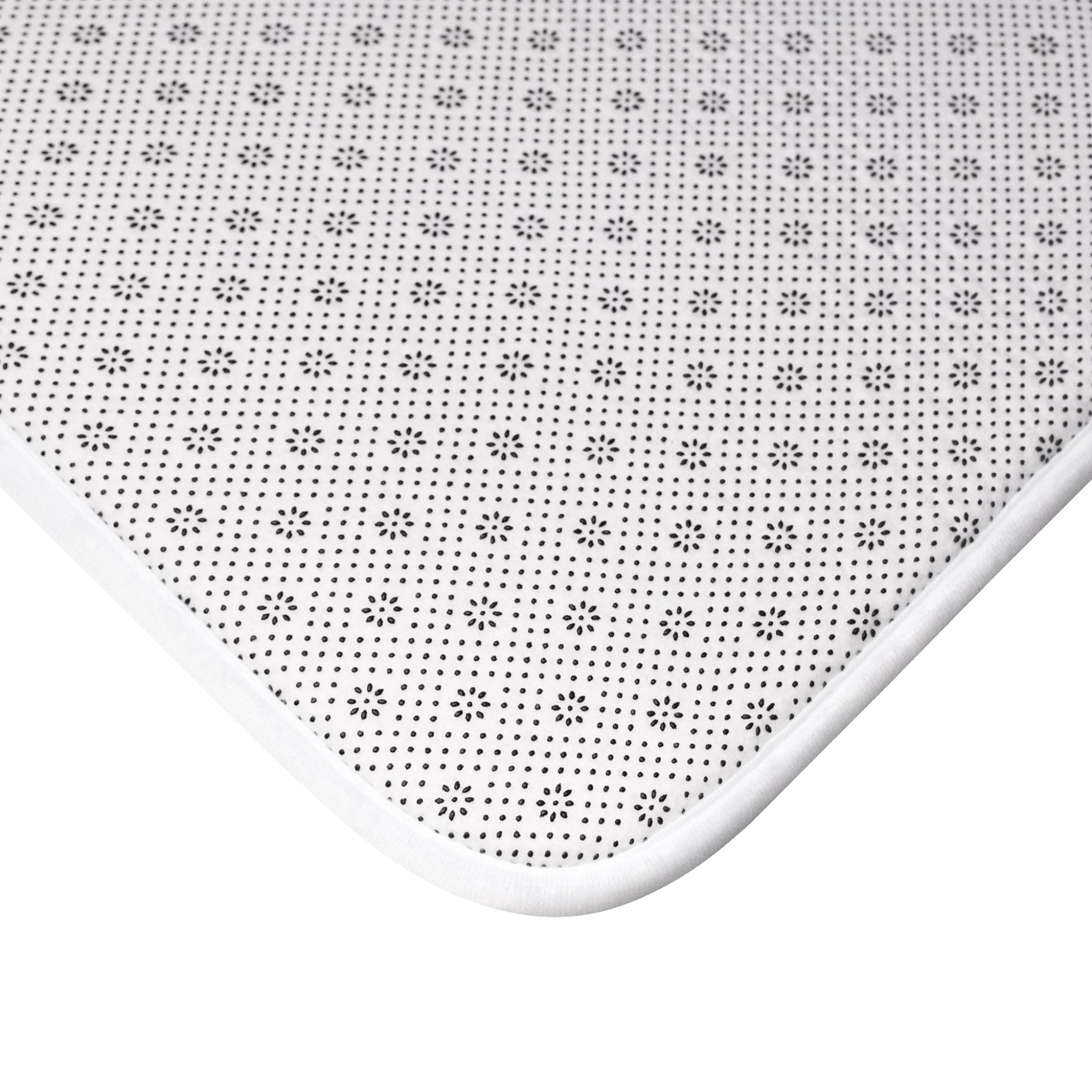 Cascading White Wisteria & Sage Eucalyptus Bath Mat, Serene Luxury Bathroom Decor
