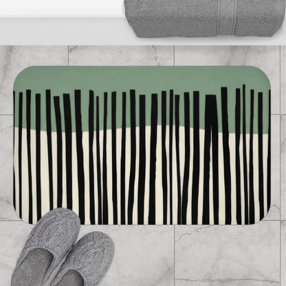 Minimalist Sage Japandi Bath Mat, Abstract Scandi Bathroom Decor