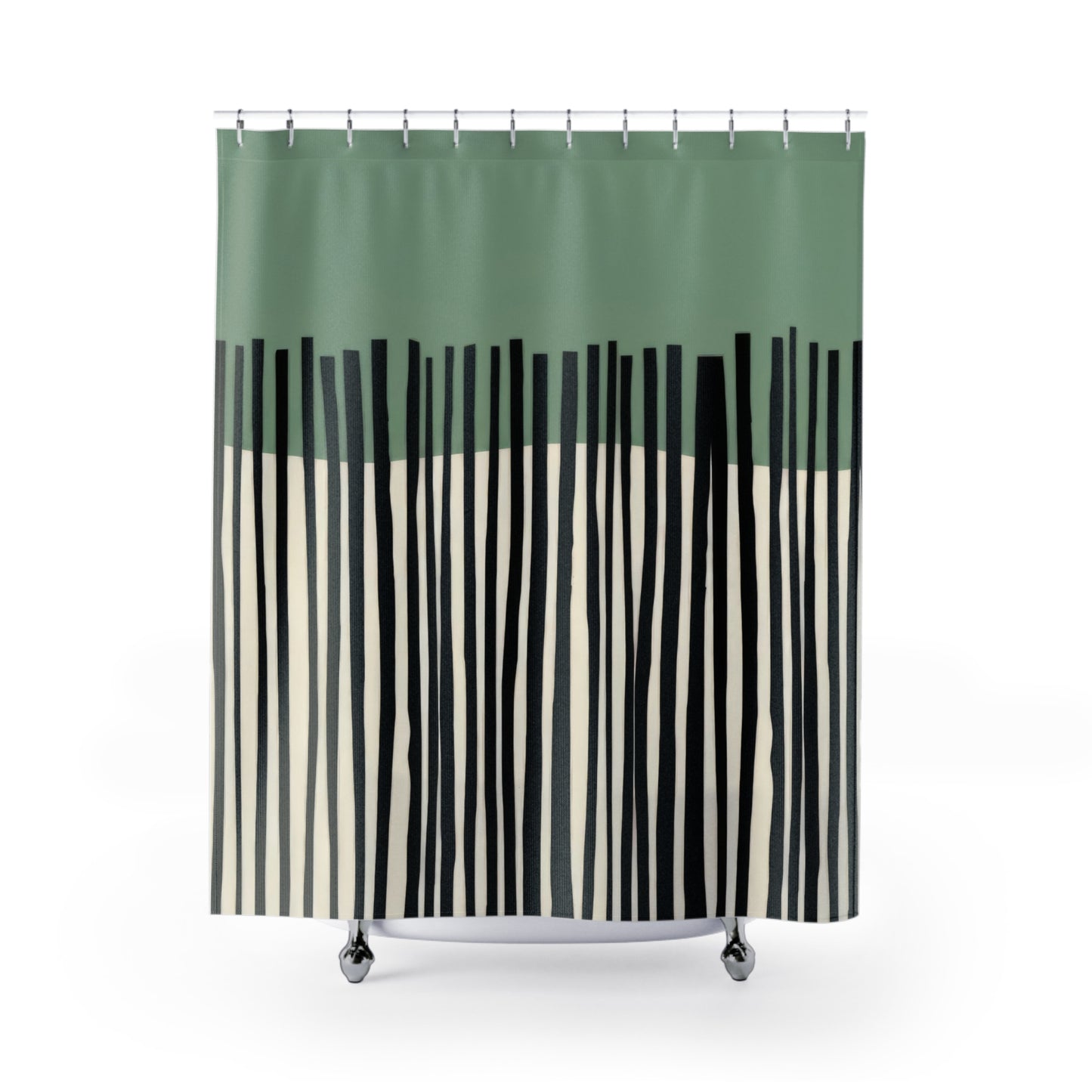 Minimalist Sage Japandi Shower Curtains, Abstract Scandi Bathroom Decor