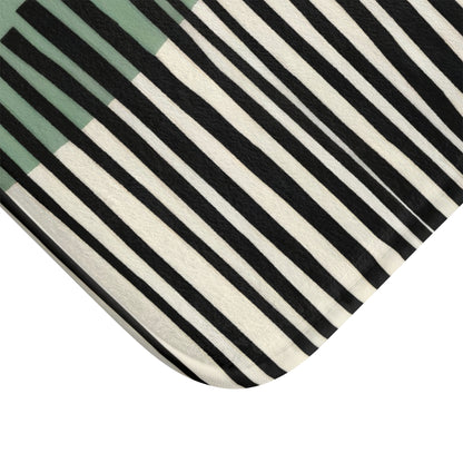 Minimalist Sage Japandi Bath Mat, Abstract Scandi Bathroom Decor