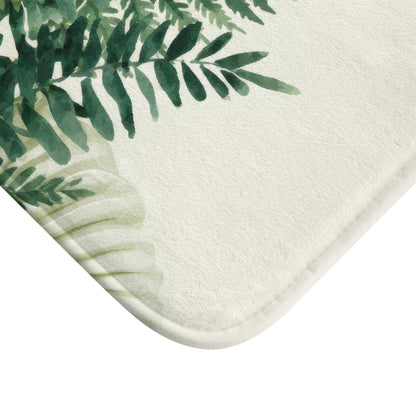 Watercolor Fern Bath Mat, Modern Minimalist Organic Bath