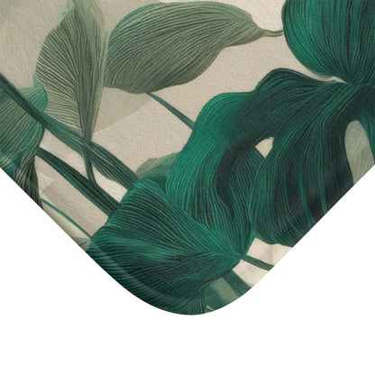 Artisan Etched Monstera Bath Mat, Sophisticated Urban Jungle Decor