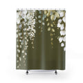 Olive Green Eucalyptus Shower Curtains, Modern Earthy Minimalist Bathroom