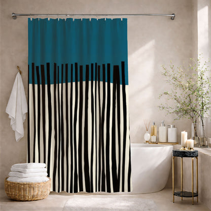 Abstract Teal Birch Shower Curtains, Modern Scandinavian Home Decor