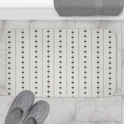 Minimalist Boho Bath Mat, Modern Scandi Vine Stripe Bathroom Decor