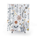 Scandinavian Wildflower Shower Curtains, Modern Minimalist Bath Aesthetic