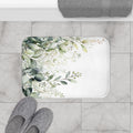 Watercolor Eucalyptus Bath Mat, Botanical Green Bathroom Decor