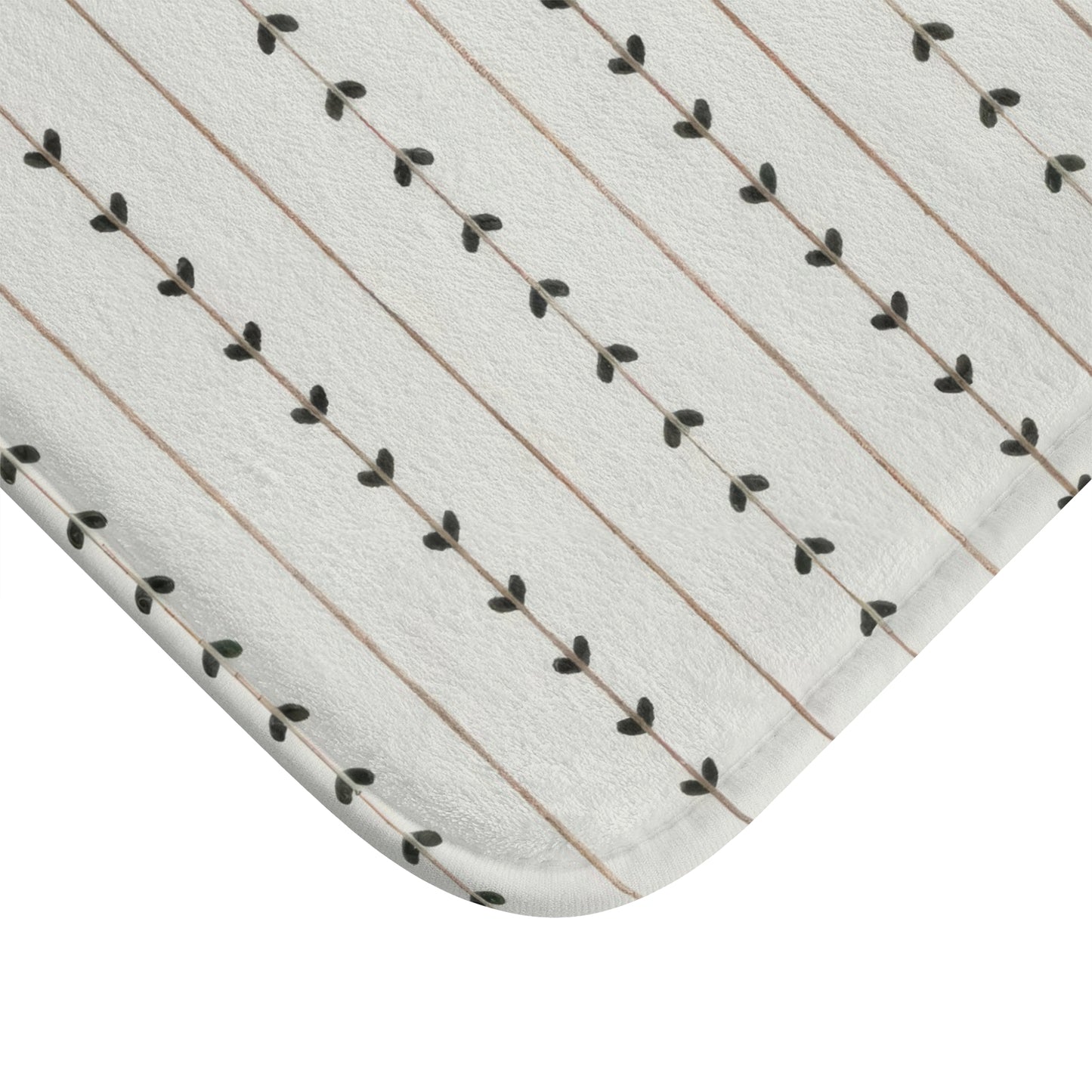 Minimalist Boho Bath Mat, Modern Scandi Vine Stripe Bathroom Decor
