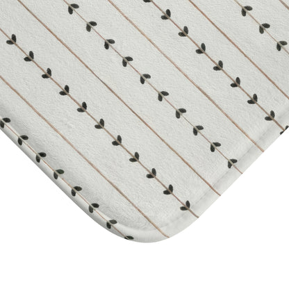Minimalist Boho Bath Mat, Modern Scandi Vine Stripe Bathroom Decor