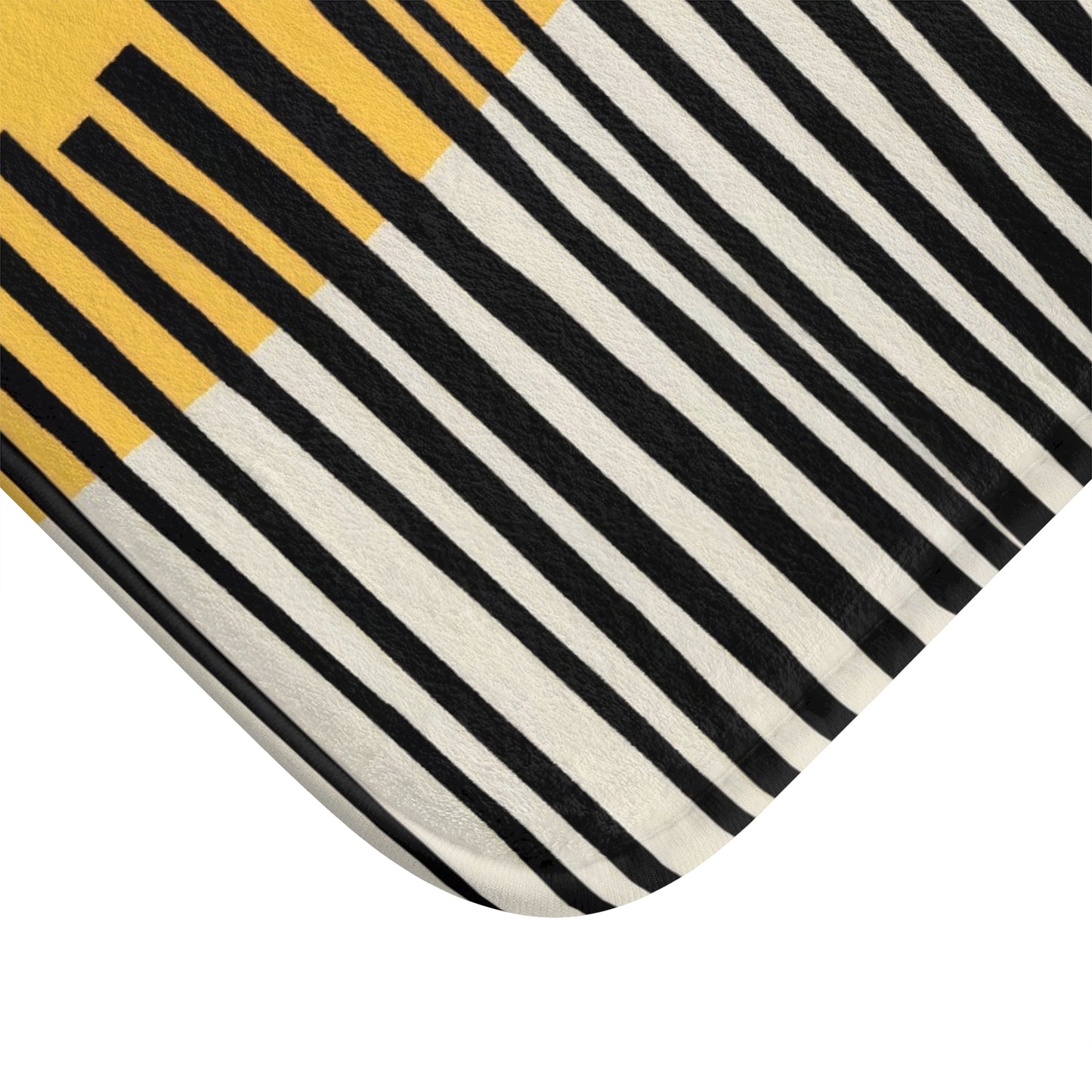 Abstract Birch Bath Mat, Mustard and Charcoal Japandi Minimalist Bath Art