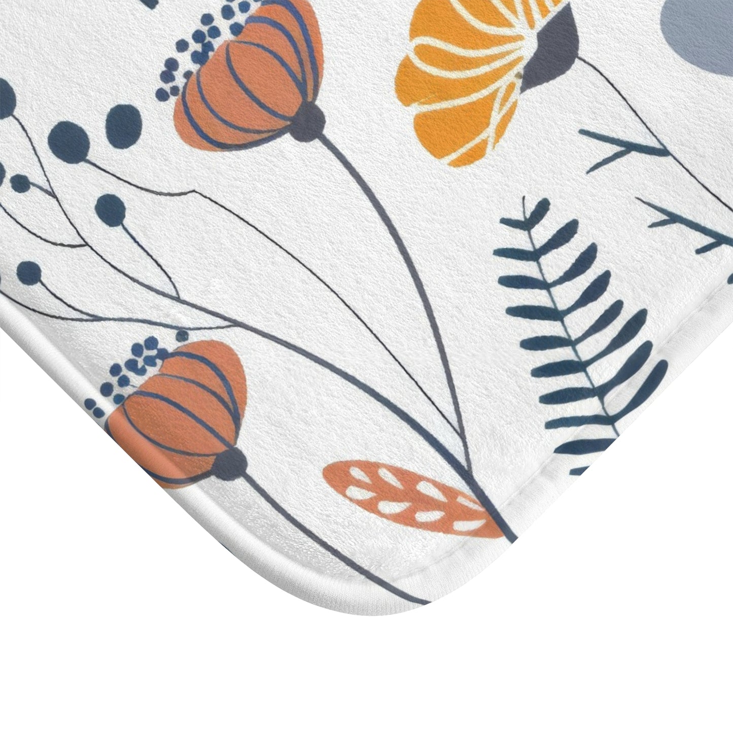 Minimalist Wildflower Bath Mat, Retro Boho Bathroom Decor