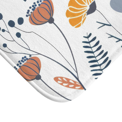 Minimalist Wildflower Bath Mat, Retro Boho Bathroom Decor