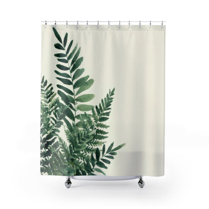 Watercolor Fern Shower Curtains, Modern Minimalist Organic Bath