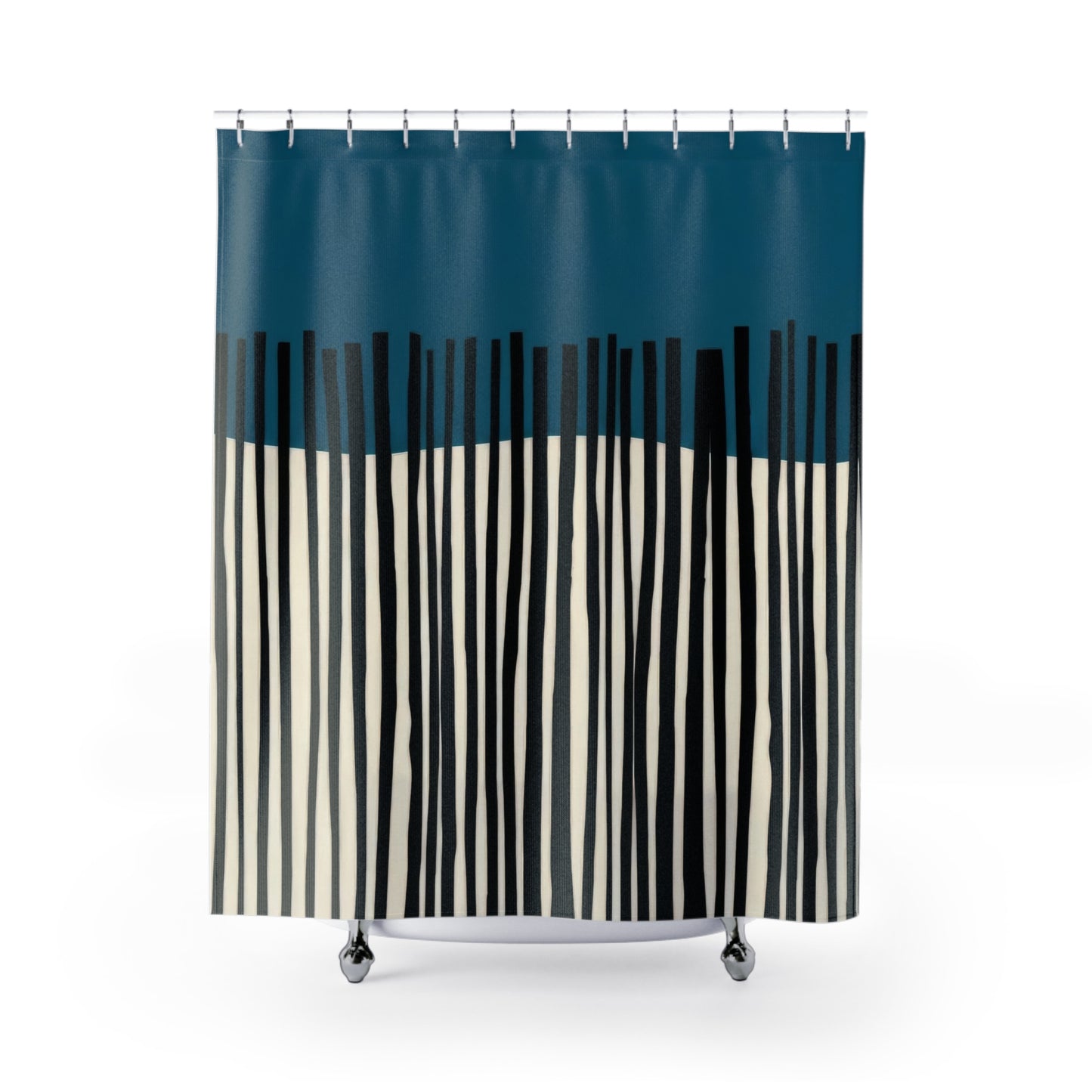 Abstract Teal Birch Shower Curtains, Modern Scandinavian Home Decor