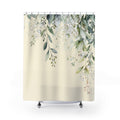 Soft Sage and Cream Eucalyptus Shower Curtains, Modern Organic Spa Bathroom