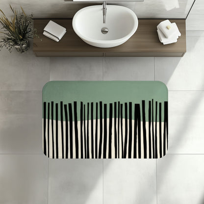 Minimalist Sage Japandi Bath Mat, Abstract Scandi Bathroom Decor