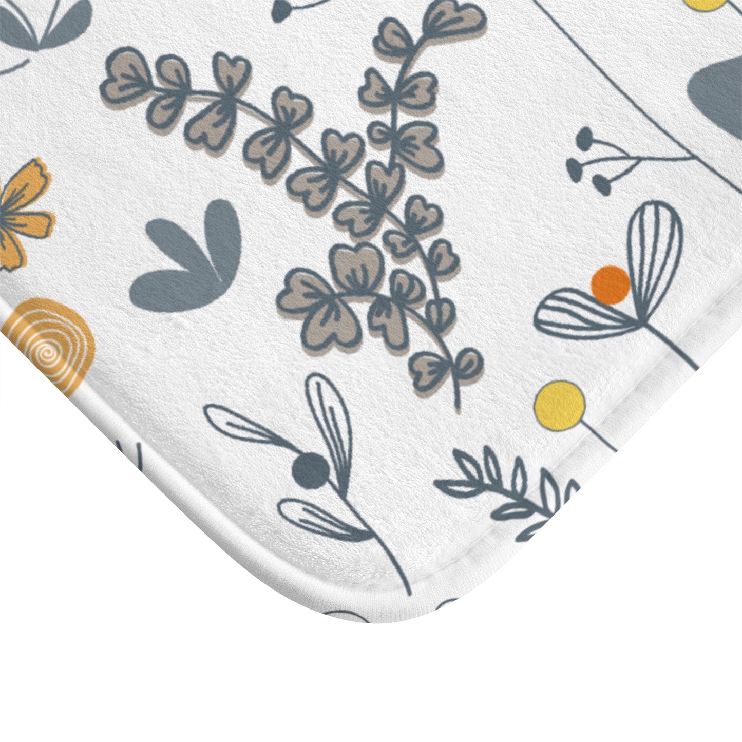 Scandinavian Wildflower Bath Mat, Modern Minimalist Bath Aesthetic