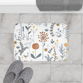 Scandinavian Wildflower Bath Mat, Modern Minimalist Bath Aesthetic